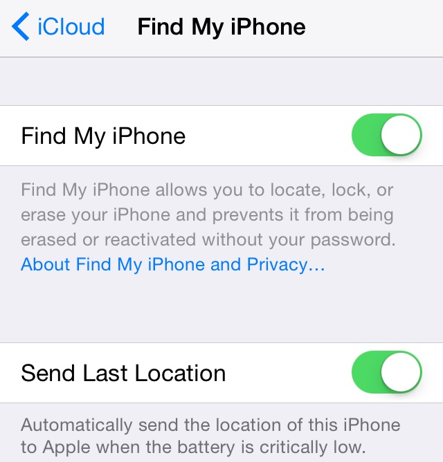 Find My iPhone Send Last Location