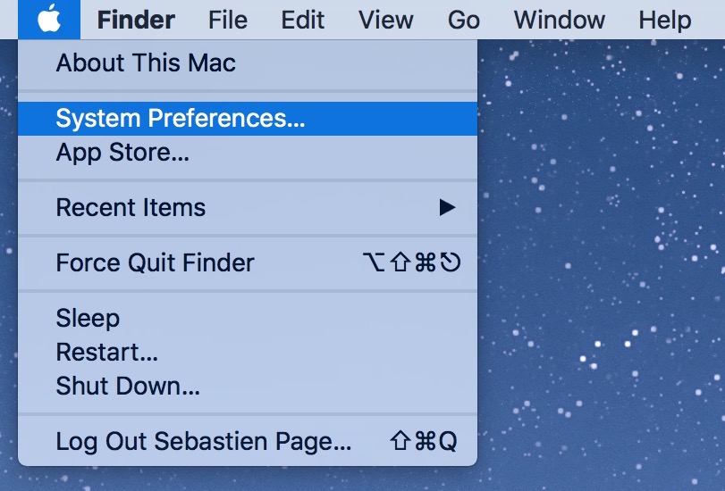 Mac system preferences menu