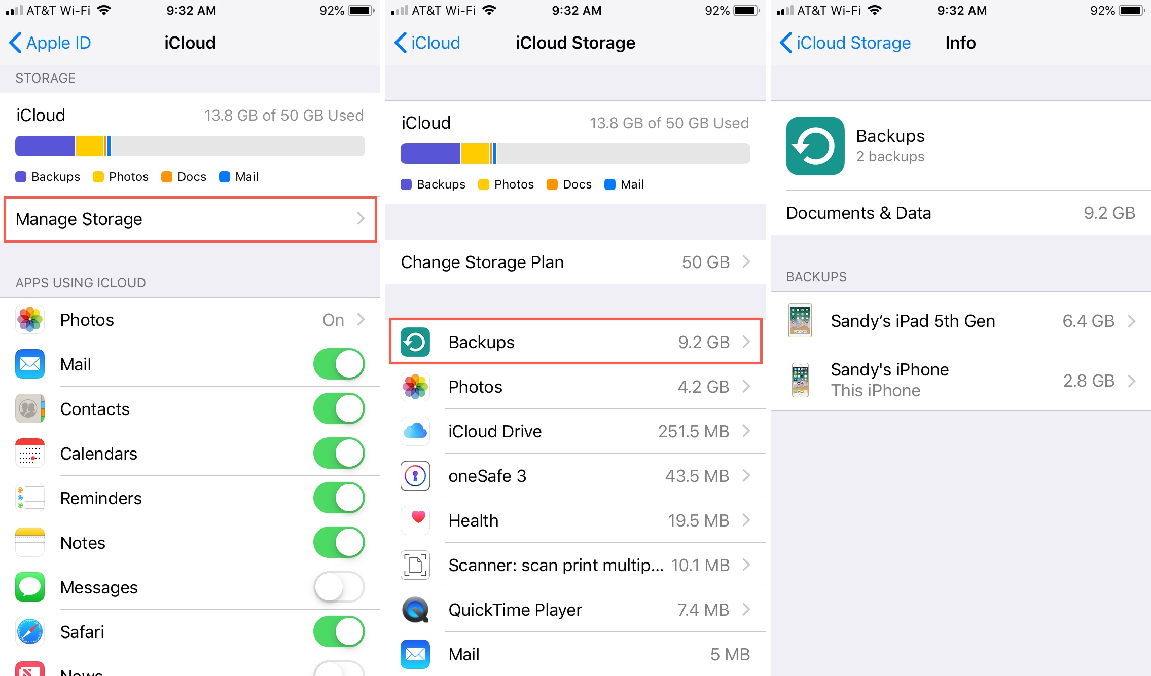 Select Backup to Delete on iPhone