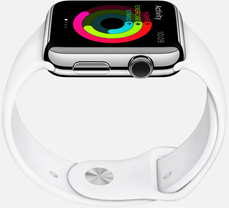Apple Watch steel case white sport band