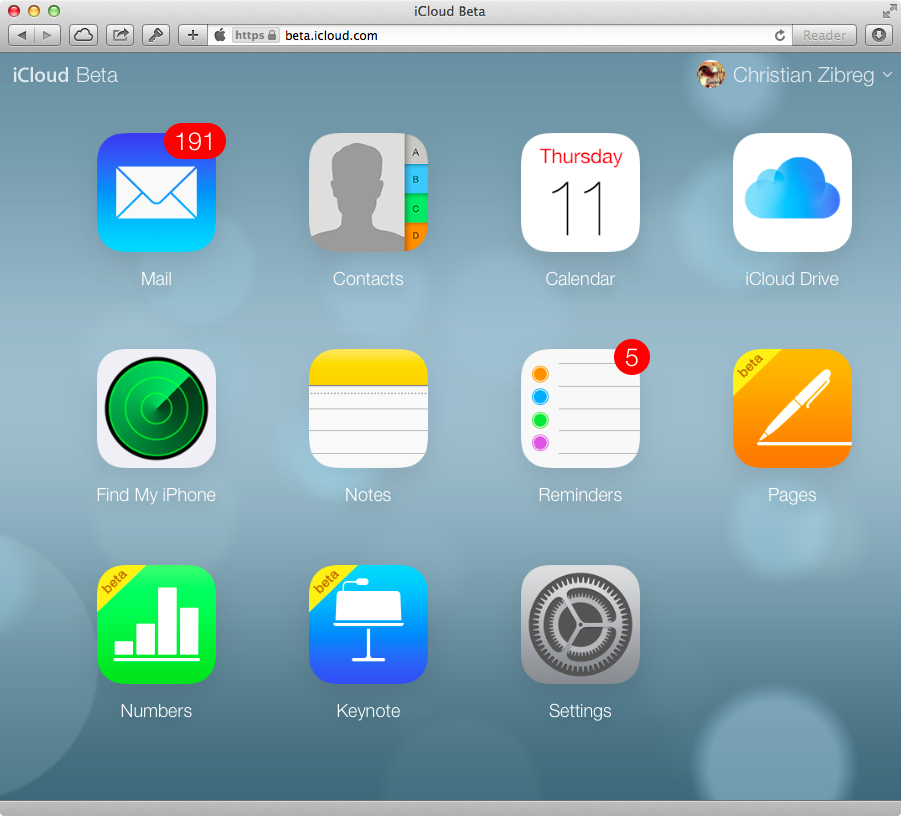 iCloud Beta (Home, web screenshot 001)