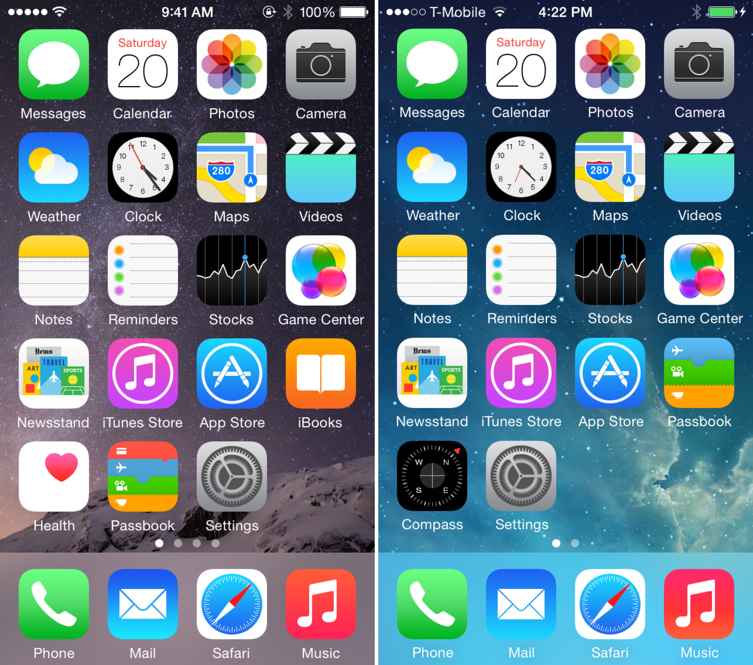 iOS 8 vs iOS 7