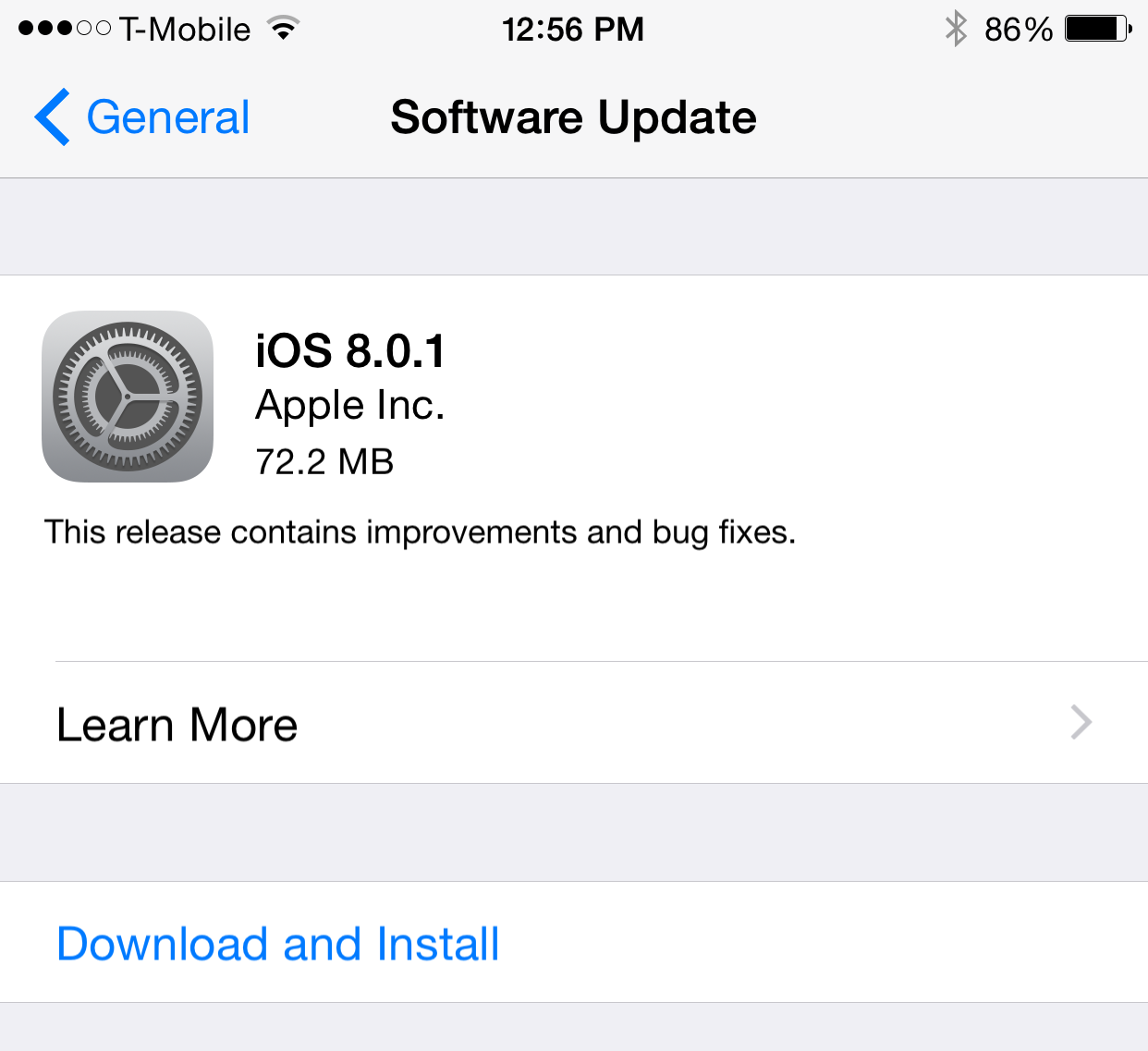 iOS 8.0.1 Update