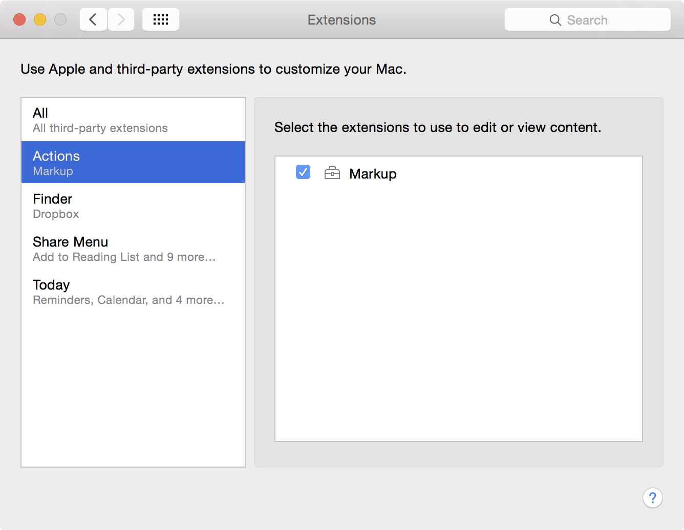 Extensions OS X Markup