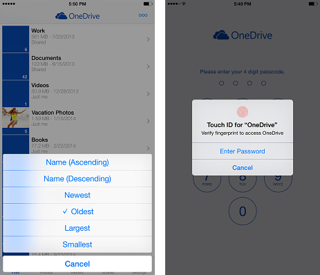 OneDrive 4.5.1 for iOS (iPhone screenshot 001)