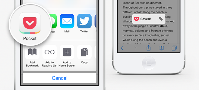 Pocket (iOS 8 sharing)