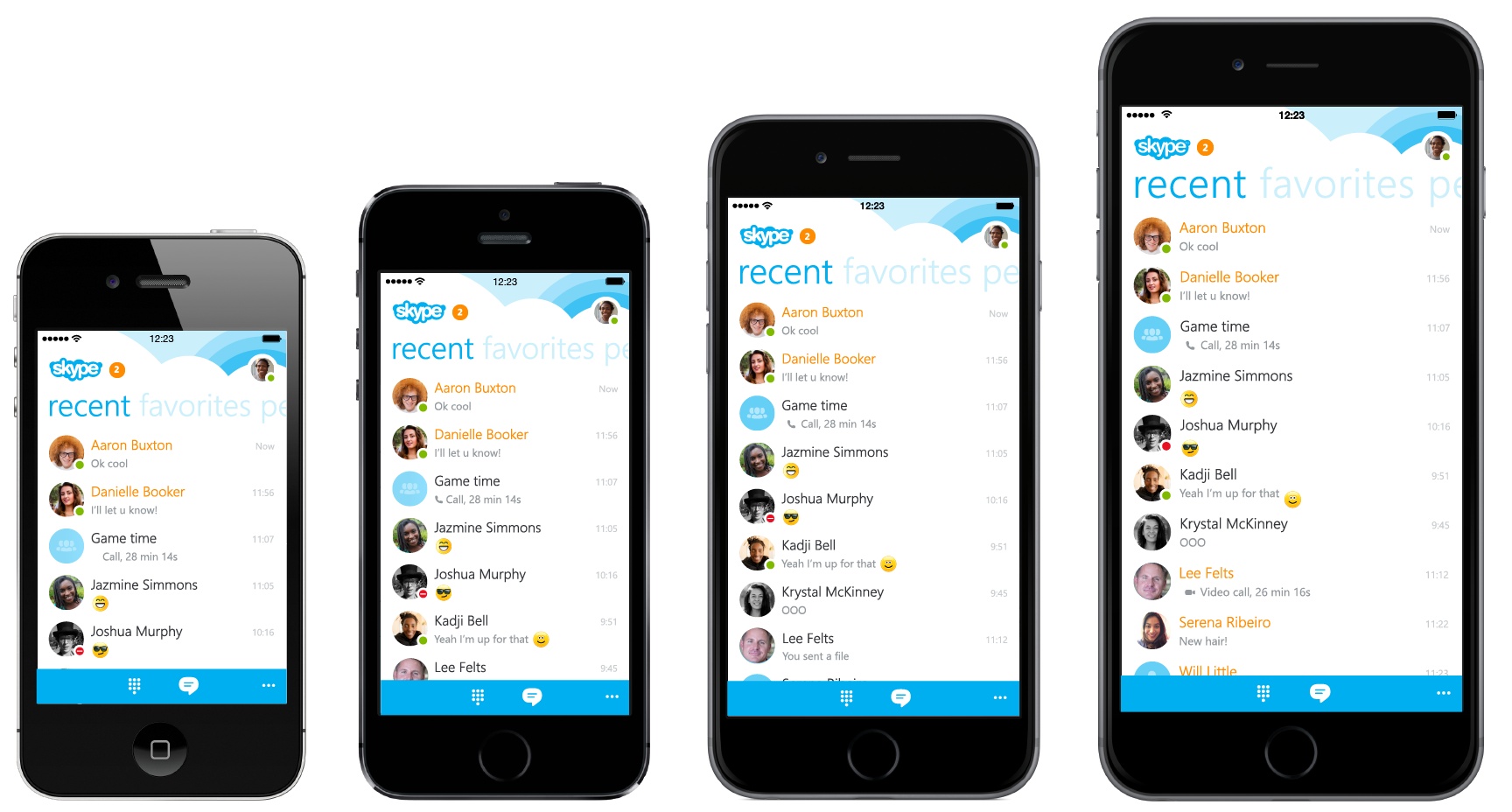 Skype for iPhone 5.6 (screen sizes)