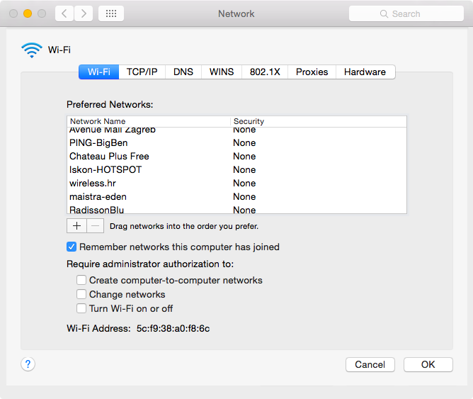 OS X Yosemite (System Preferences, Network, Advanced 001)