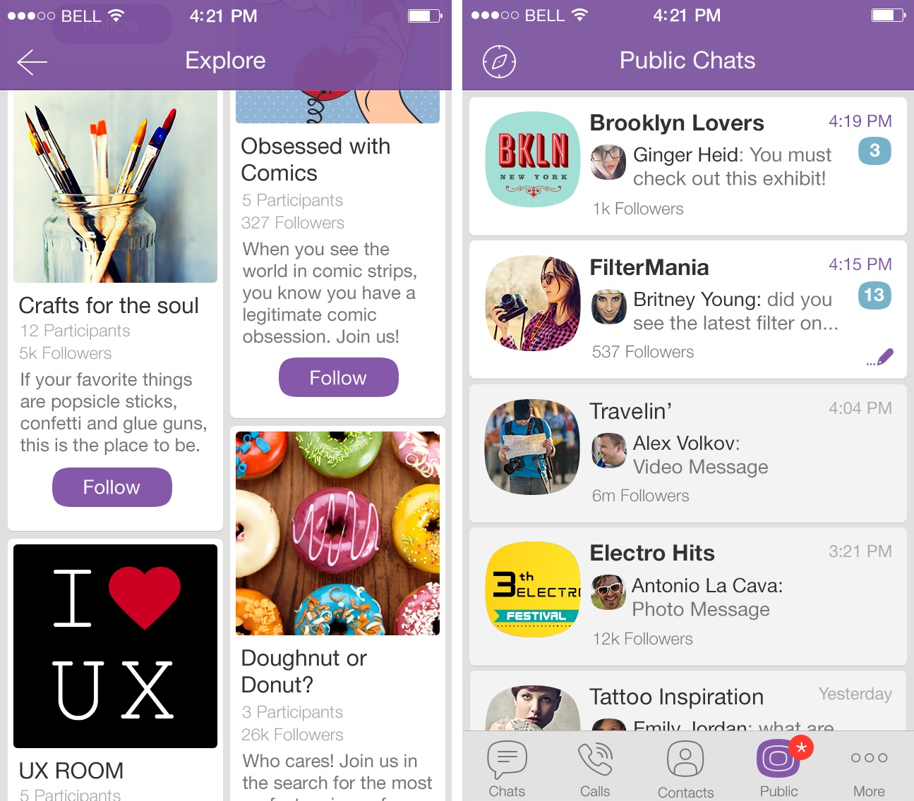 Viber 5.1.1. for iOS (Public Chats, iPhone screenshot 001)