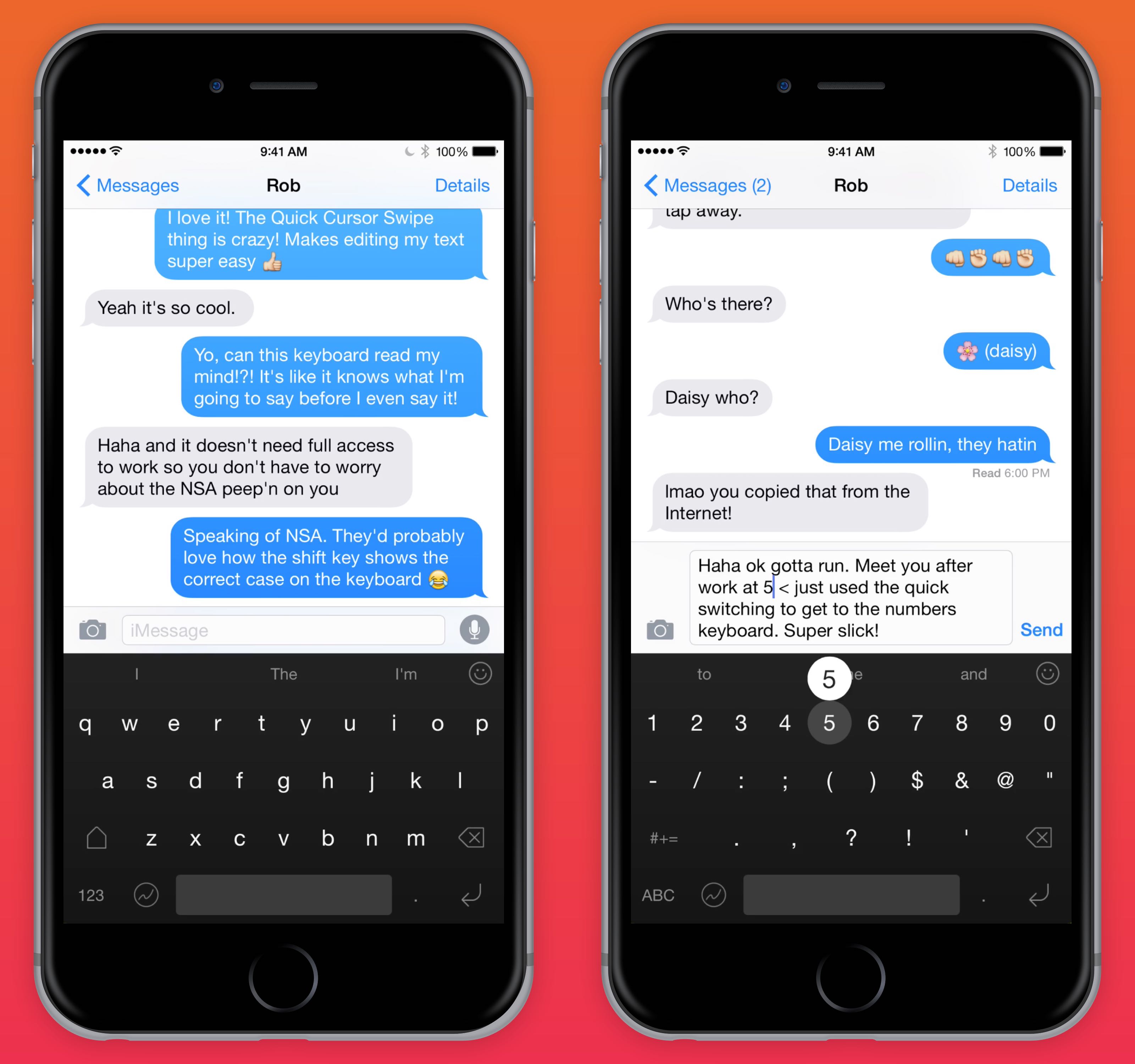 Next Keyboard 1.0 for iOS lower case and quick switching iPhone screenshot