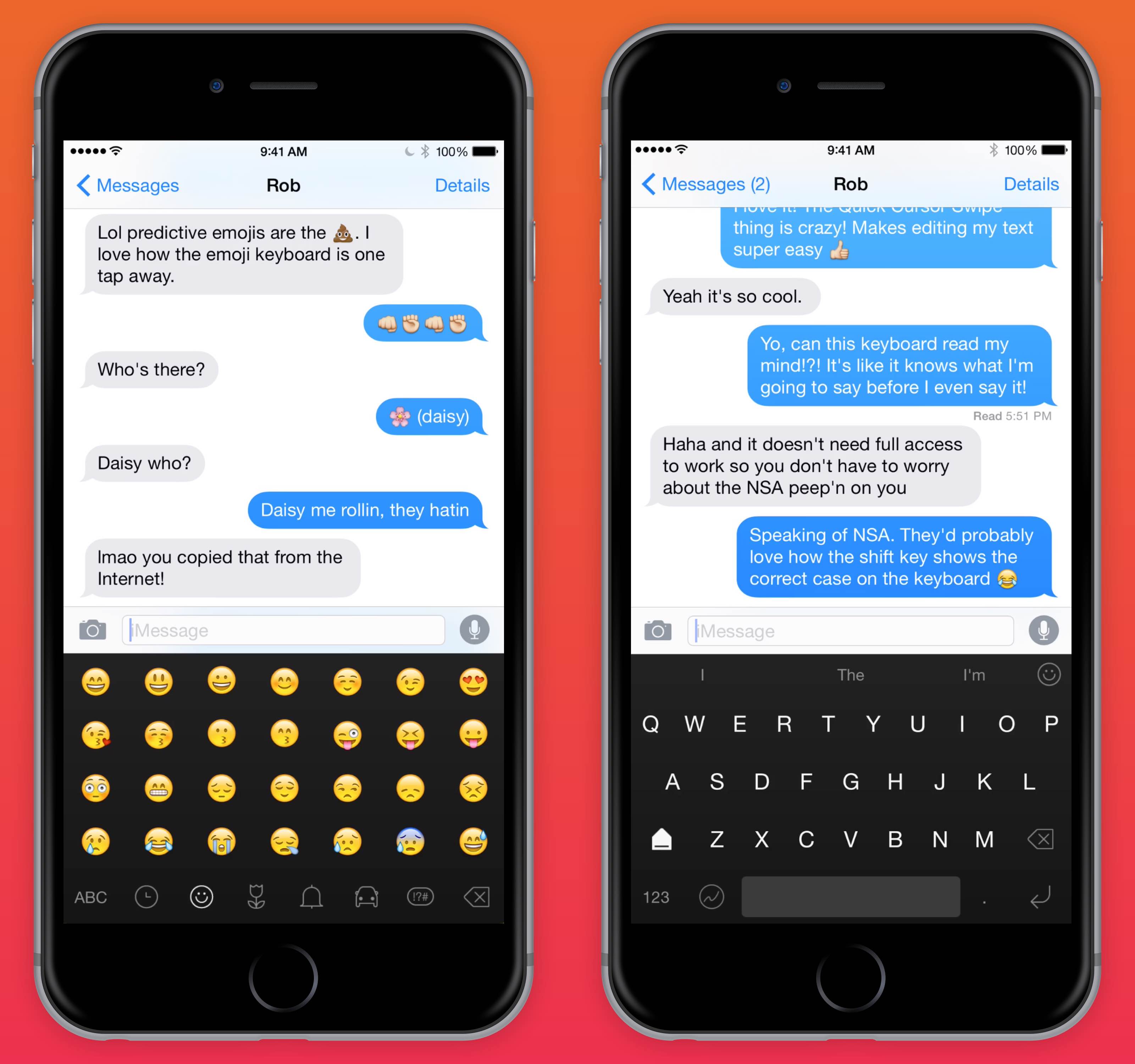 Next Keyboard 1.0 for iOS smileys and Shift keys iPhone screenshot