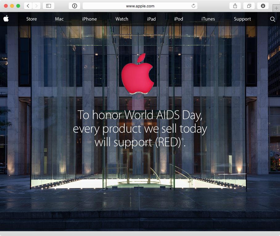 Apple Stores turn their logos red in recognition of World AIDS Day