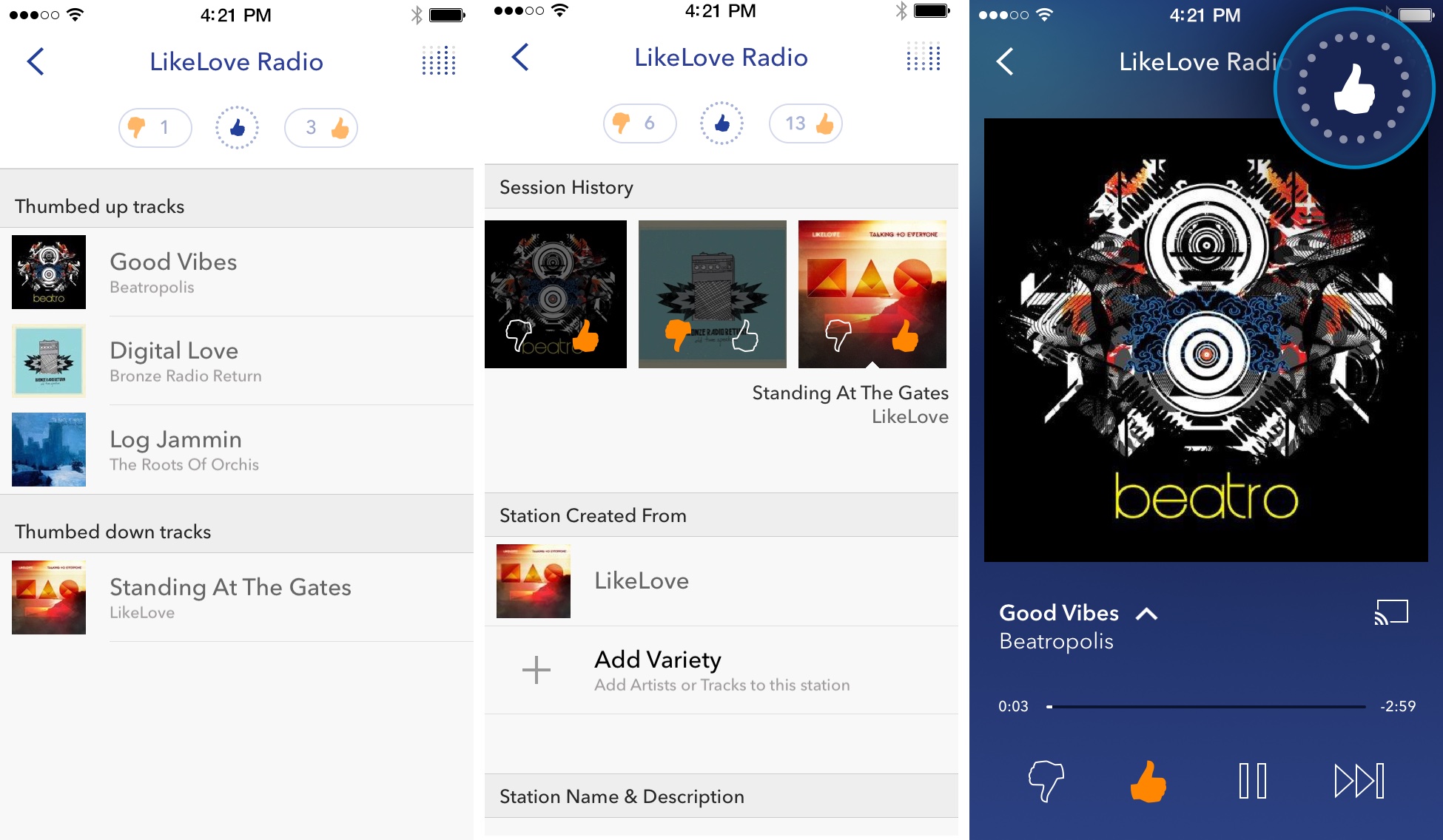 Pandora (Station Personalization, iPhone screenshot 001)