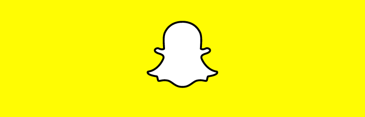 White Snapchat logo set against a solid yellow background
