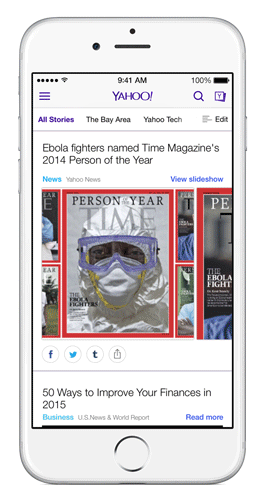 Yahoo 5.4 for iOS News iPhone screenshot
