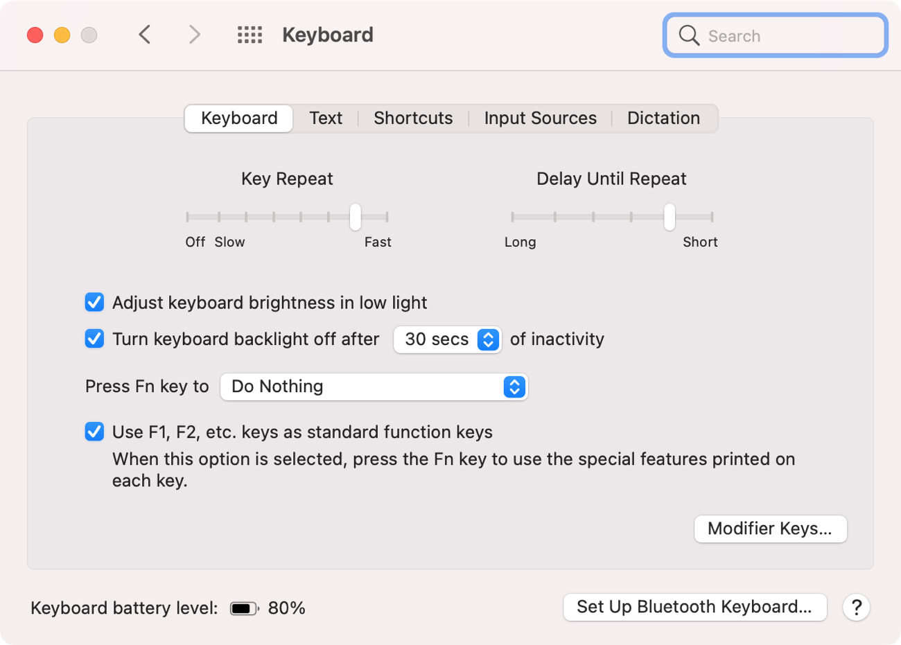 Préférences clavier Key Repeat sur Mac