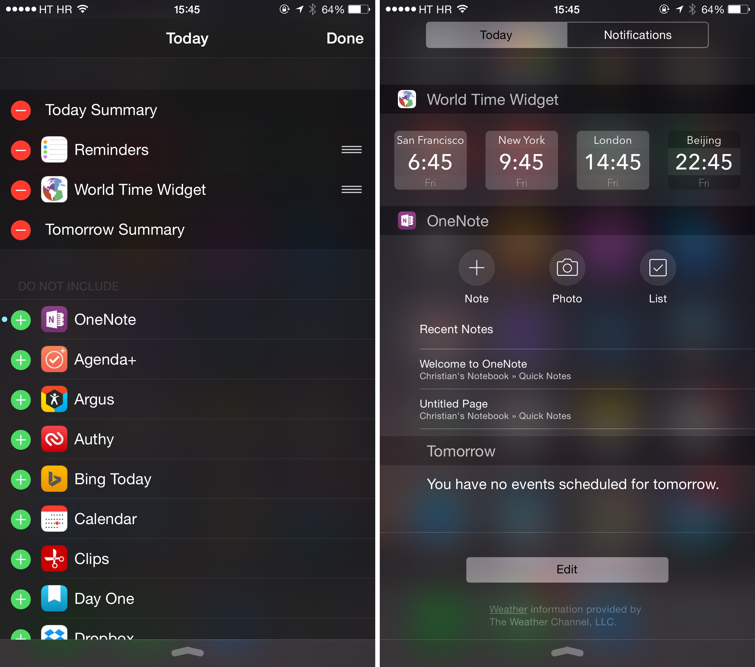 Microsoft OneNote 2.8 for iOS iPhone screenshot Today widget