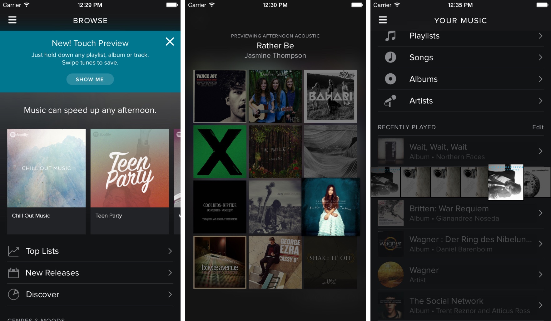 Spotify 2.2 for iOS Touch Preview iPhone screenshot