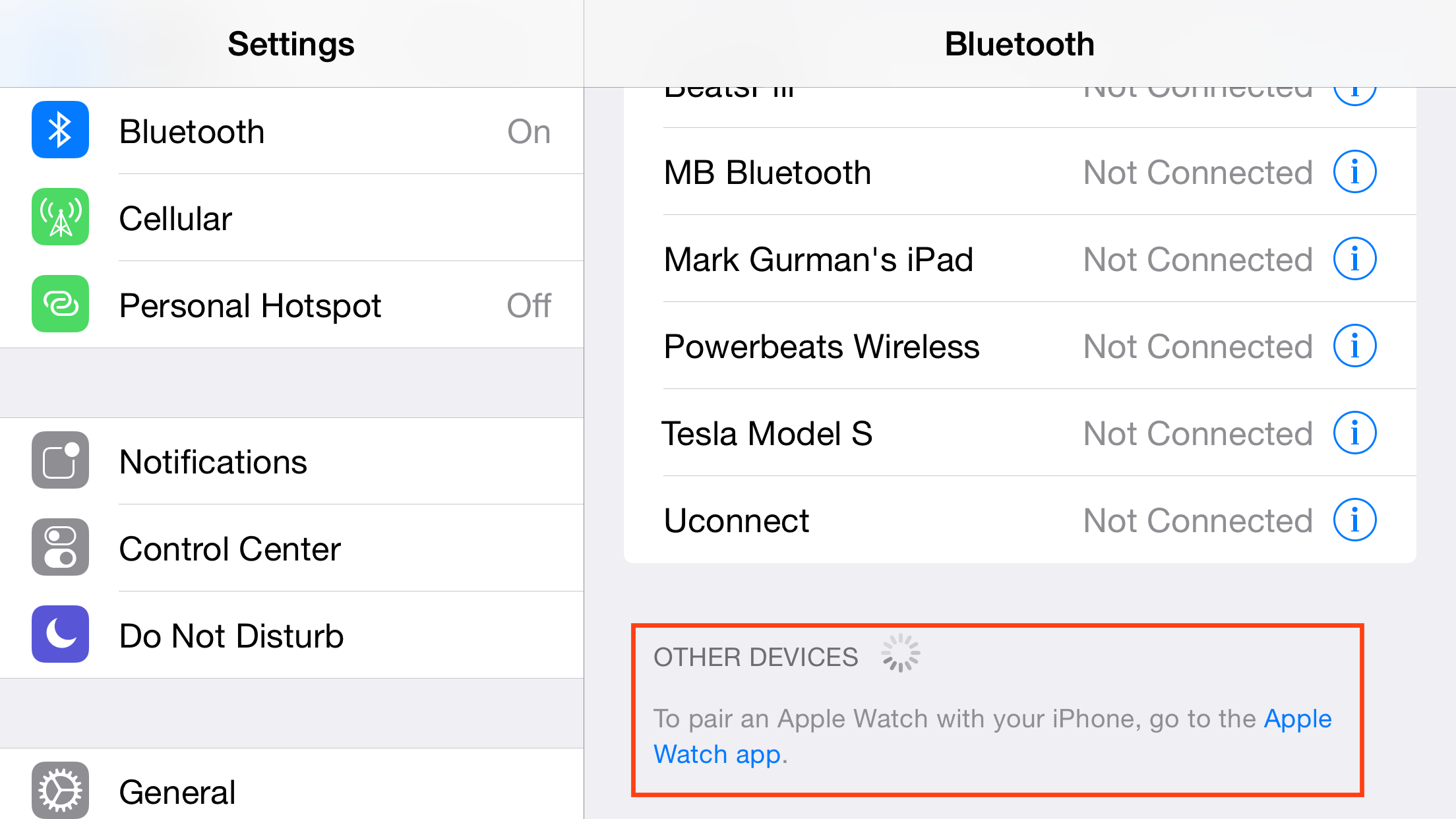 iOS 8.2 Apple Watch Bluetooth pairing