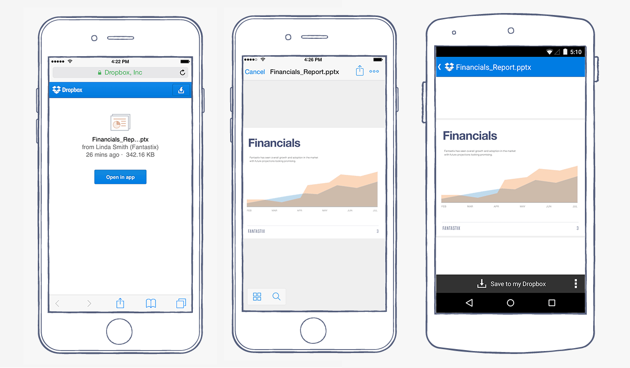 Dropbox Shared Links in mobile app