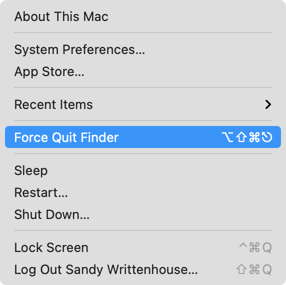 Force Quit Finder