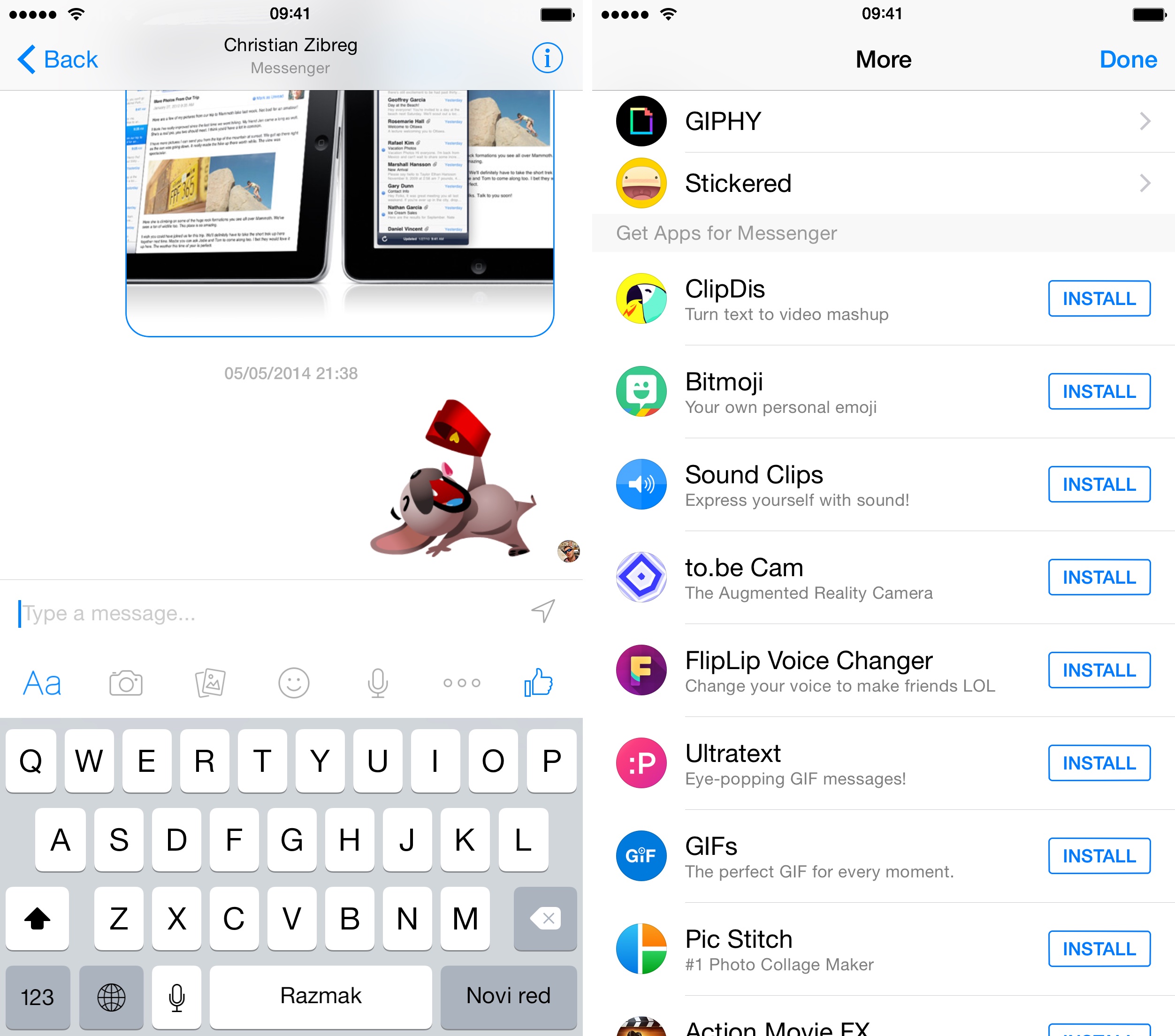 Facebook Messenger 24 for iOS third-party apps