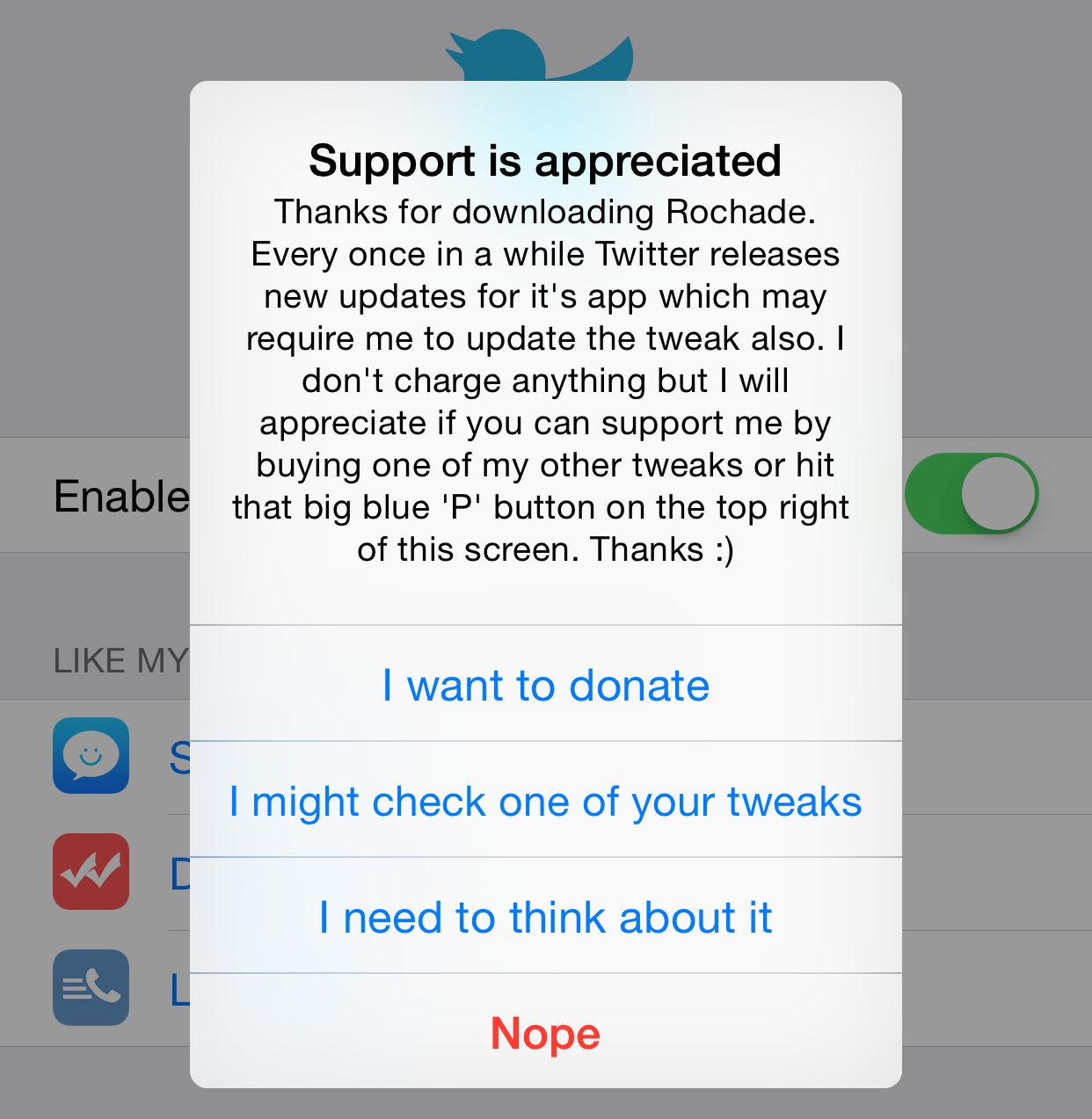 Rochade support preferences
