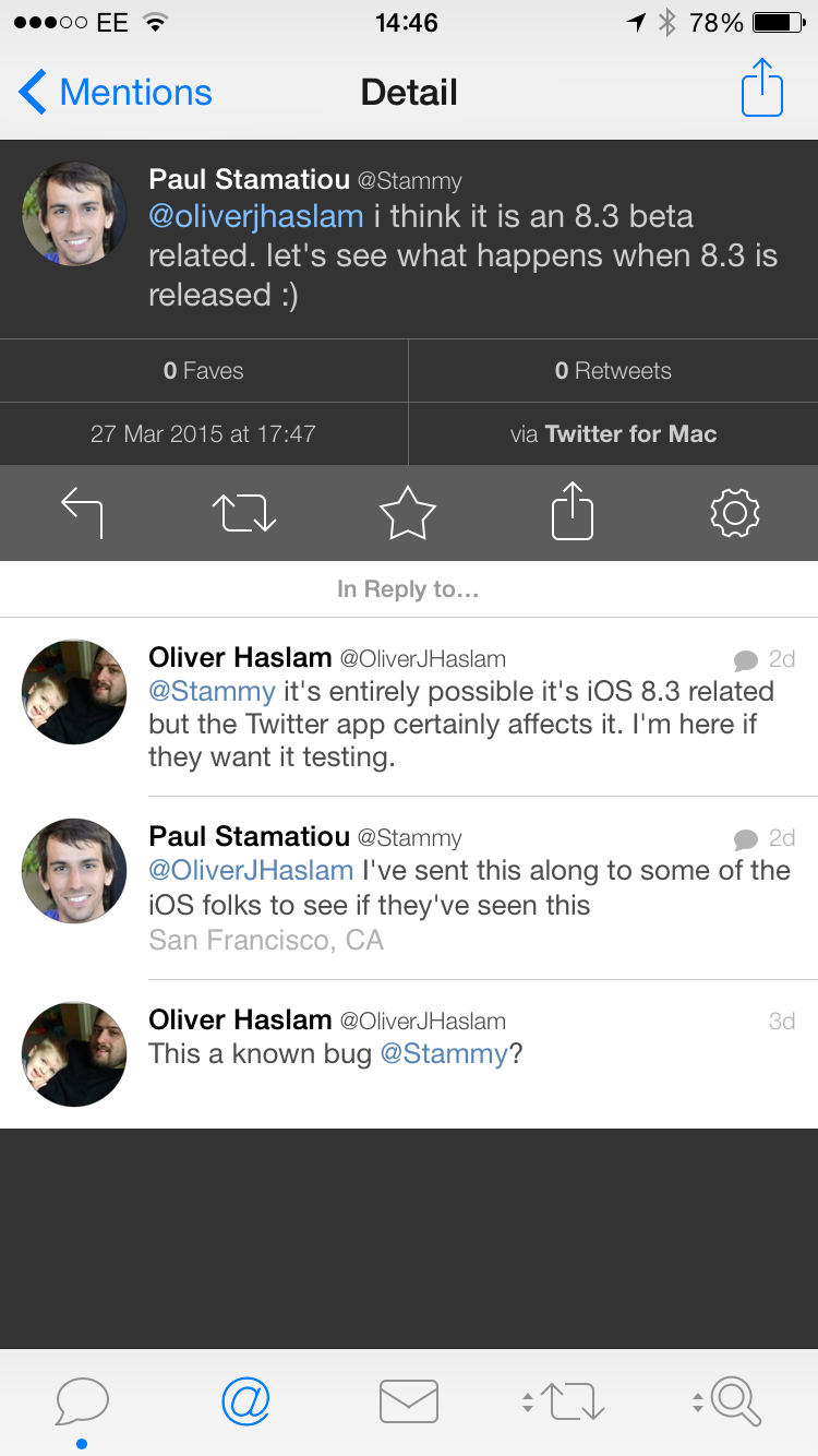 iOS 8.3 beta 4 no Twitter sharing option 2