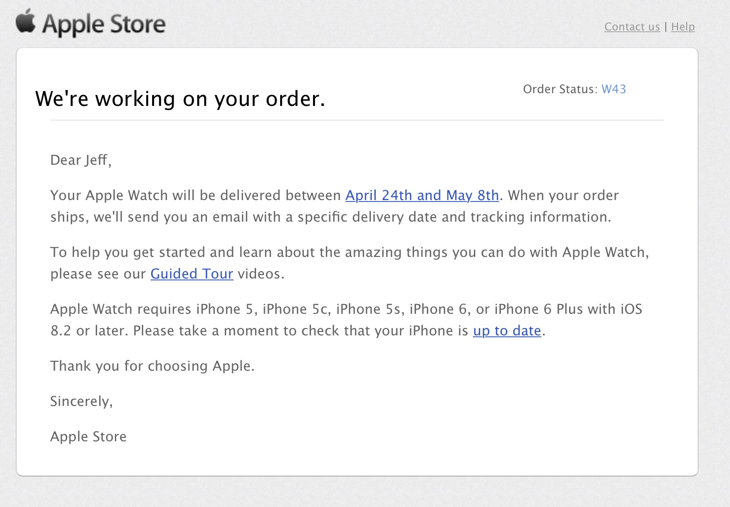 Apple Working on Watch Order