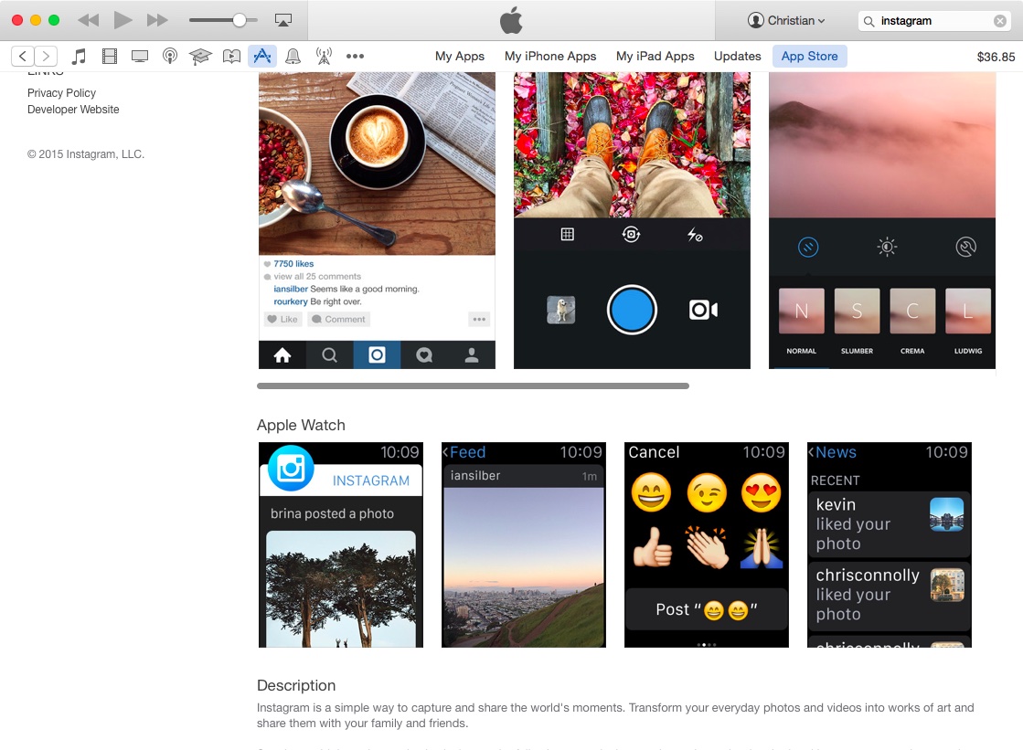 Desktop iTunes Instagram listing 002