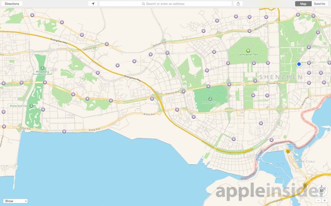 Apple Maps Shenzen outside China