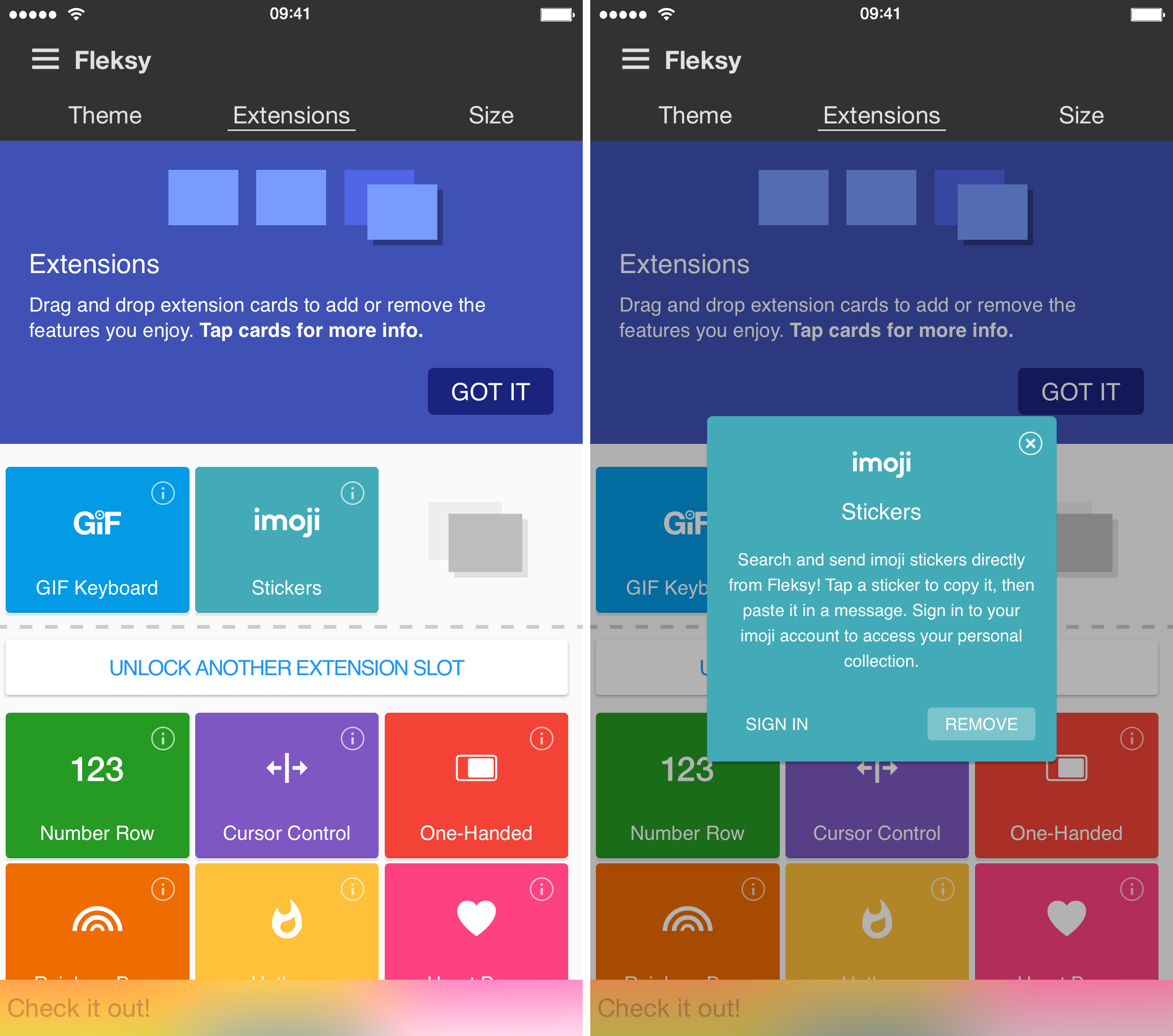 Fleksy Keyboard 5.7 for iOS Stickers iPhone screenshot 002