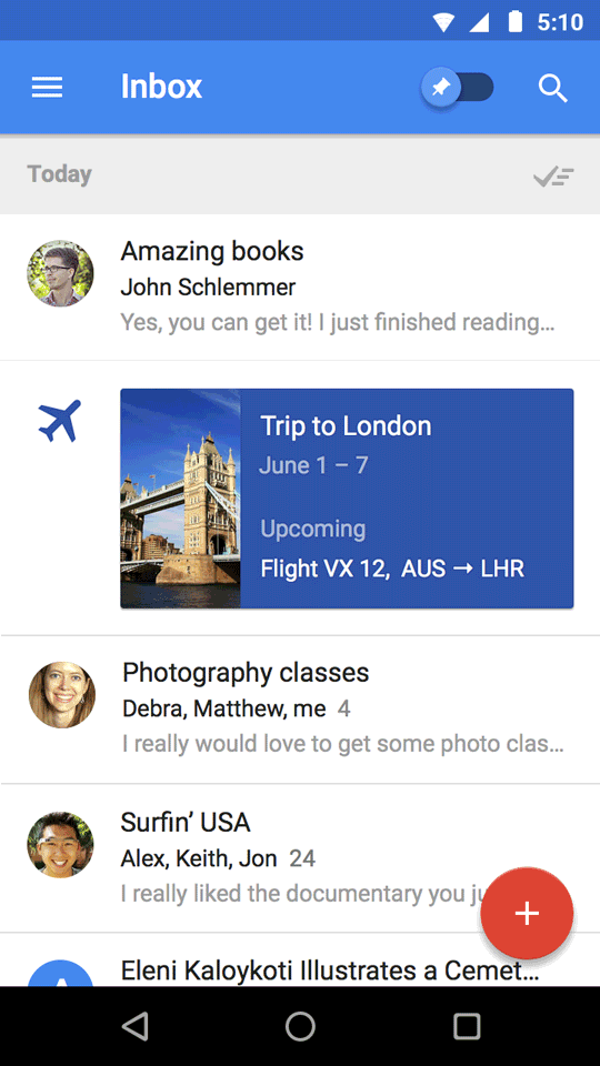 Gmail Inbox 1.3 for iOS Trip Bundles