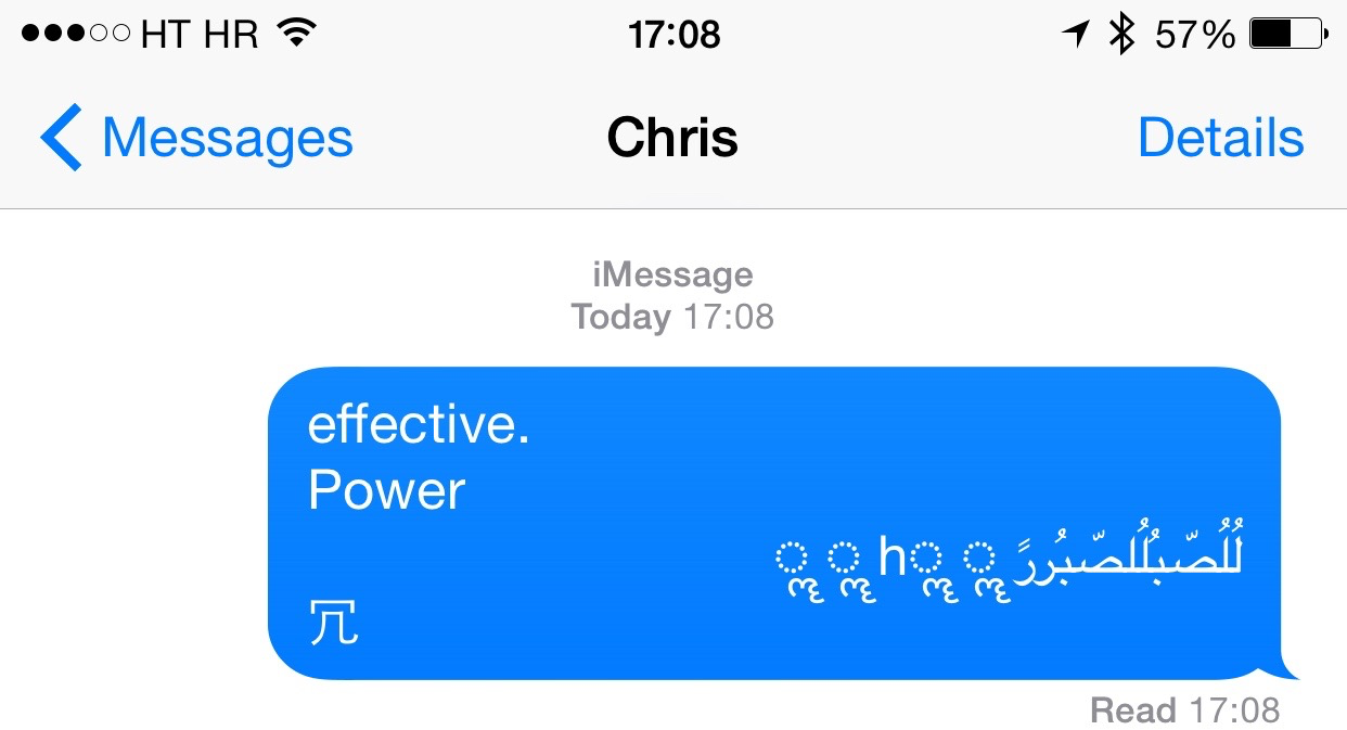 iOS Messages Arabic string bug iPhone screenshot 002