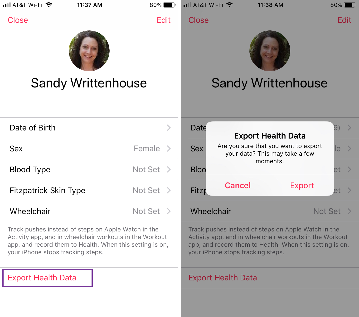 Export Health Data Health App iPhone