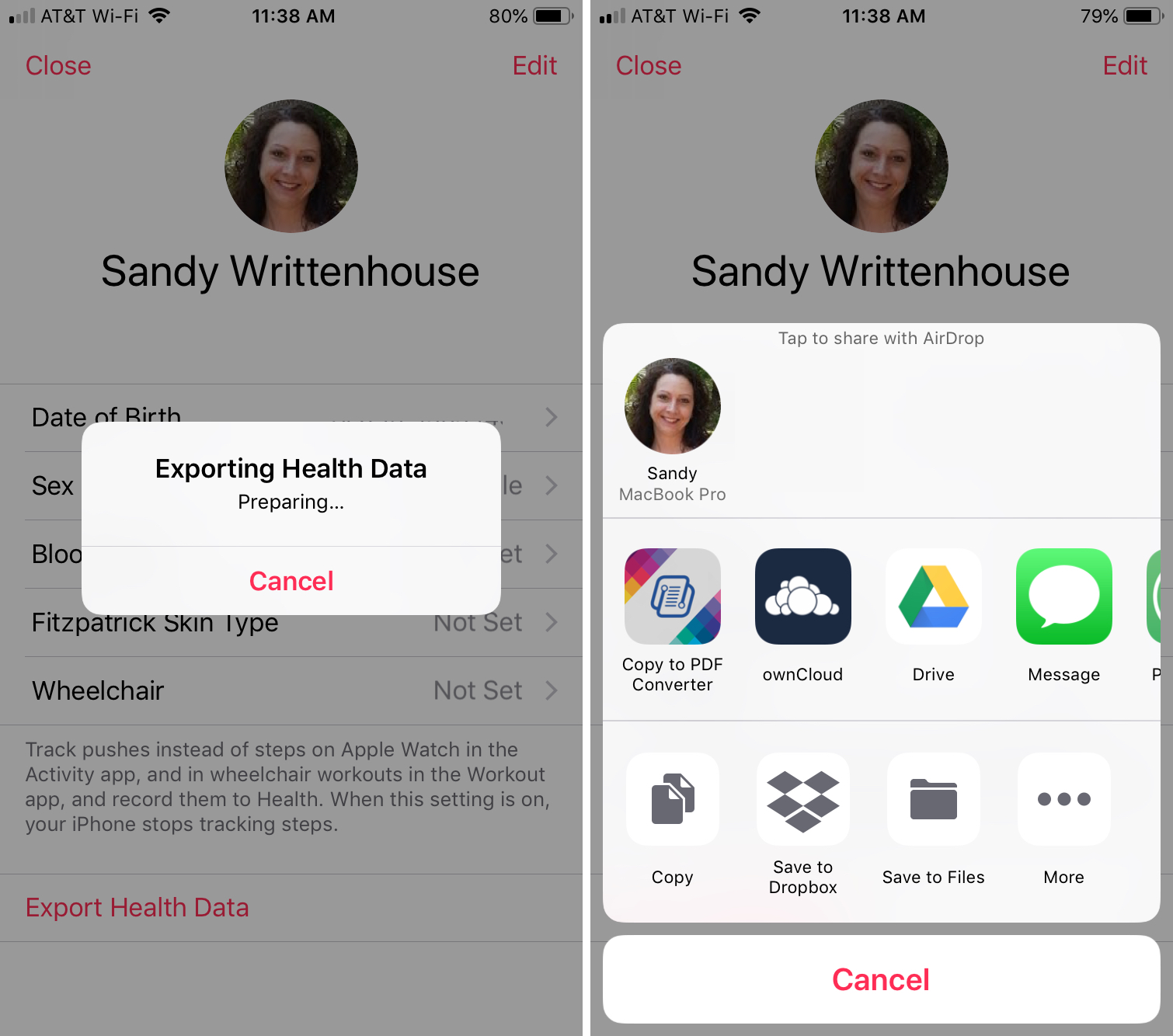 Export Health Data Sharing Health App iPhone