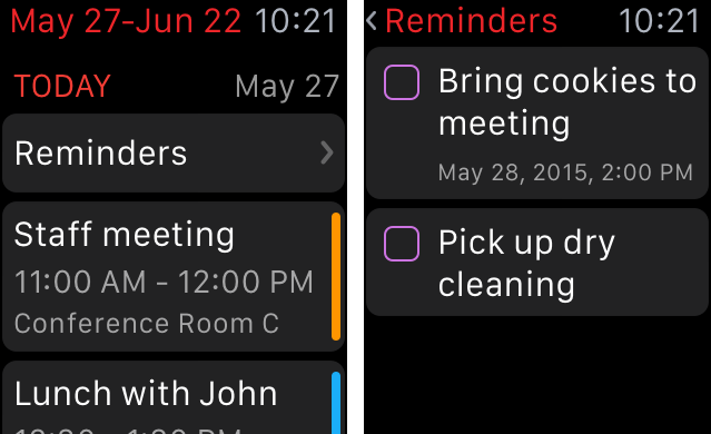 Fantastical 2 for Apple Watch List and Reminders screenshot
