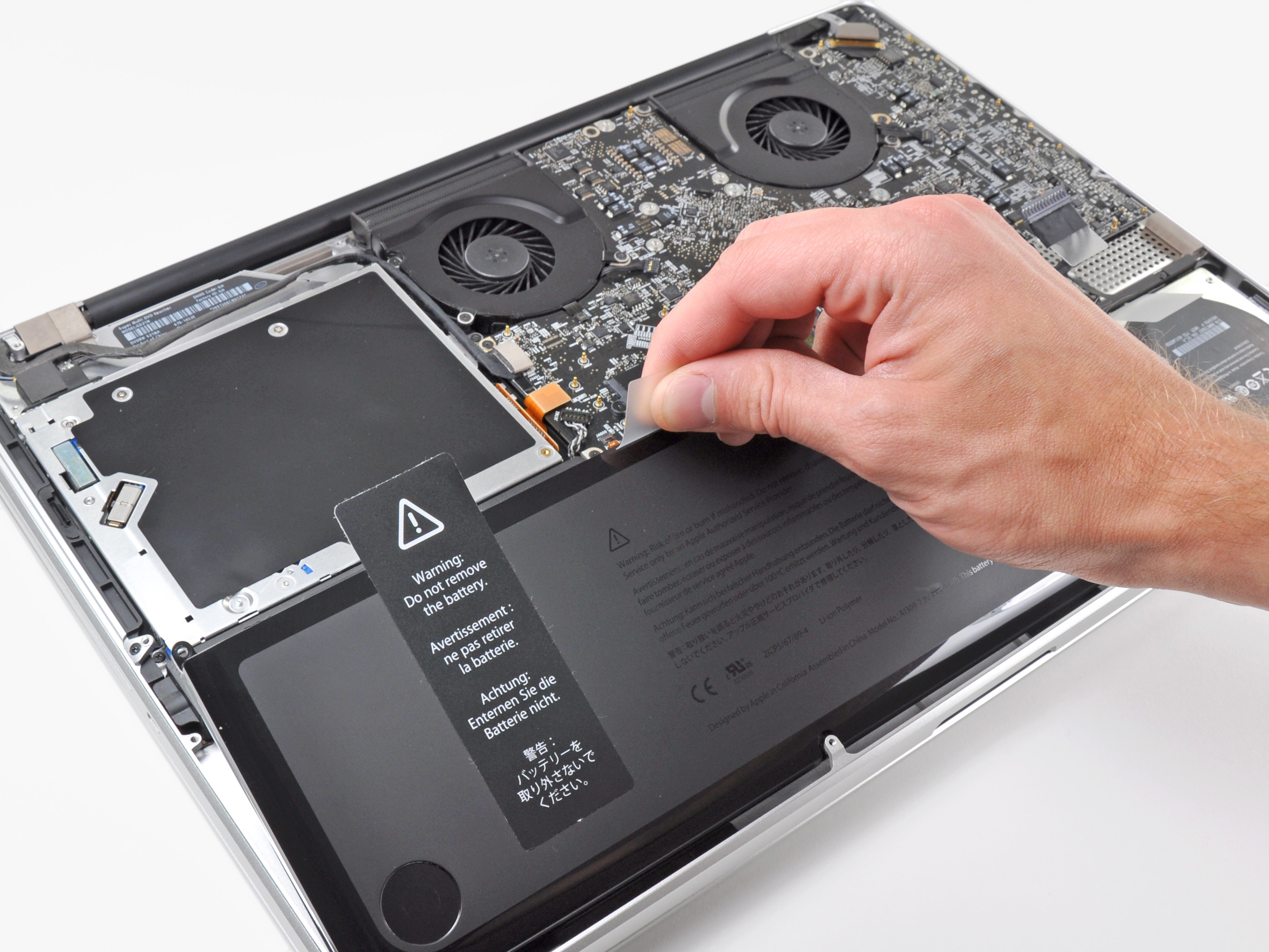 Removing the battery from a MacBook