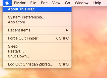 OS X Yosemite Apple menu About This Mac screenshot 001