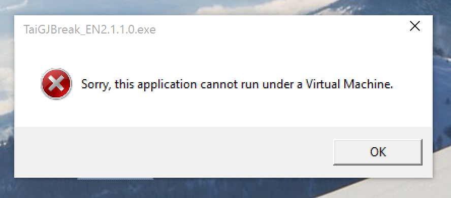 Sorry, this application cannot run under a Virtual Machine TaiG Jailbreak