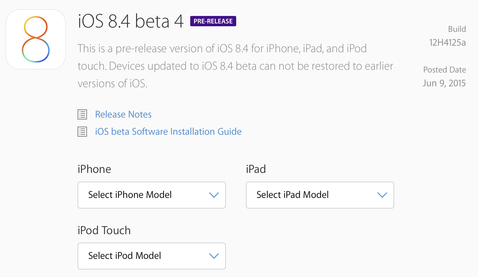 iOS 8.4 beta 4 developer portal