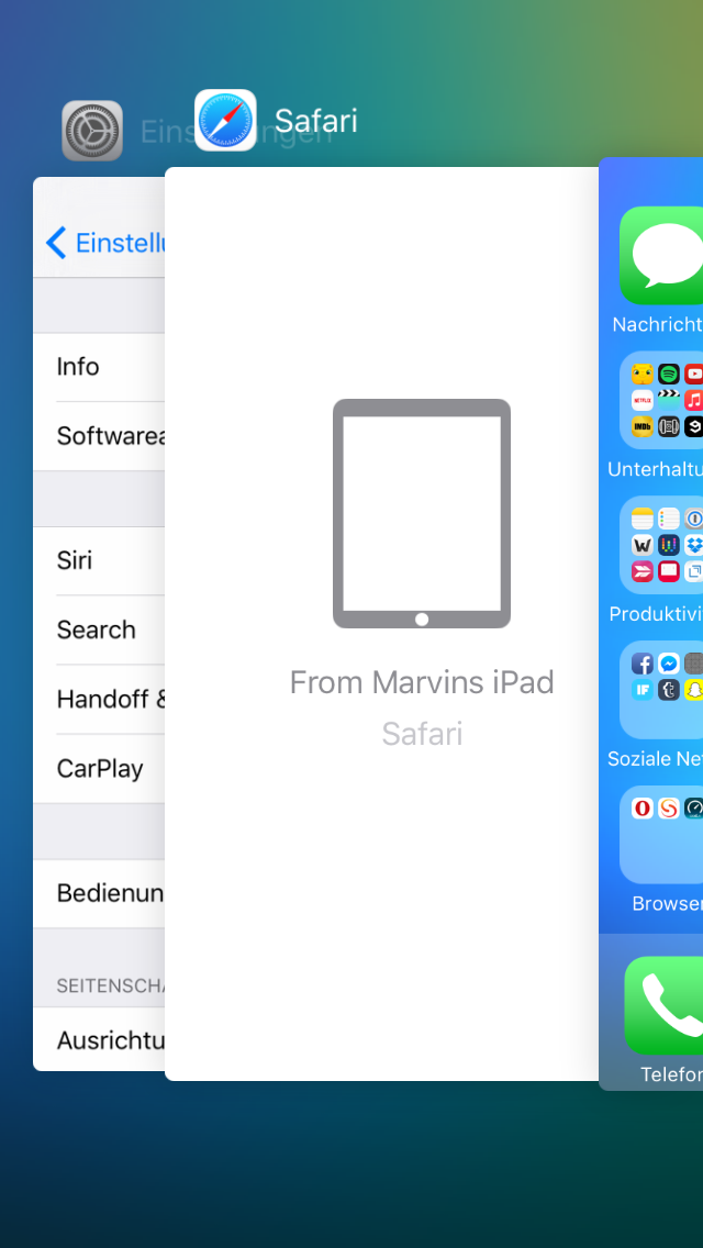 iOS 9 Continuity in multitasking view iPad screenshot 001