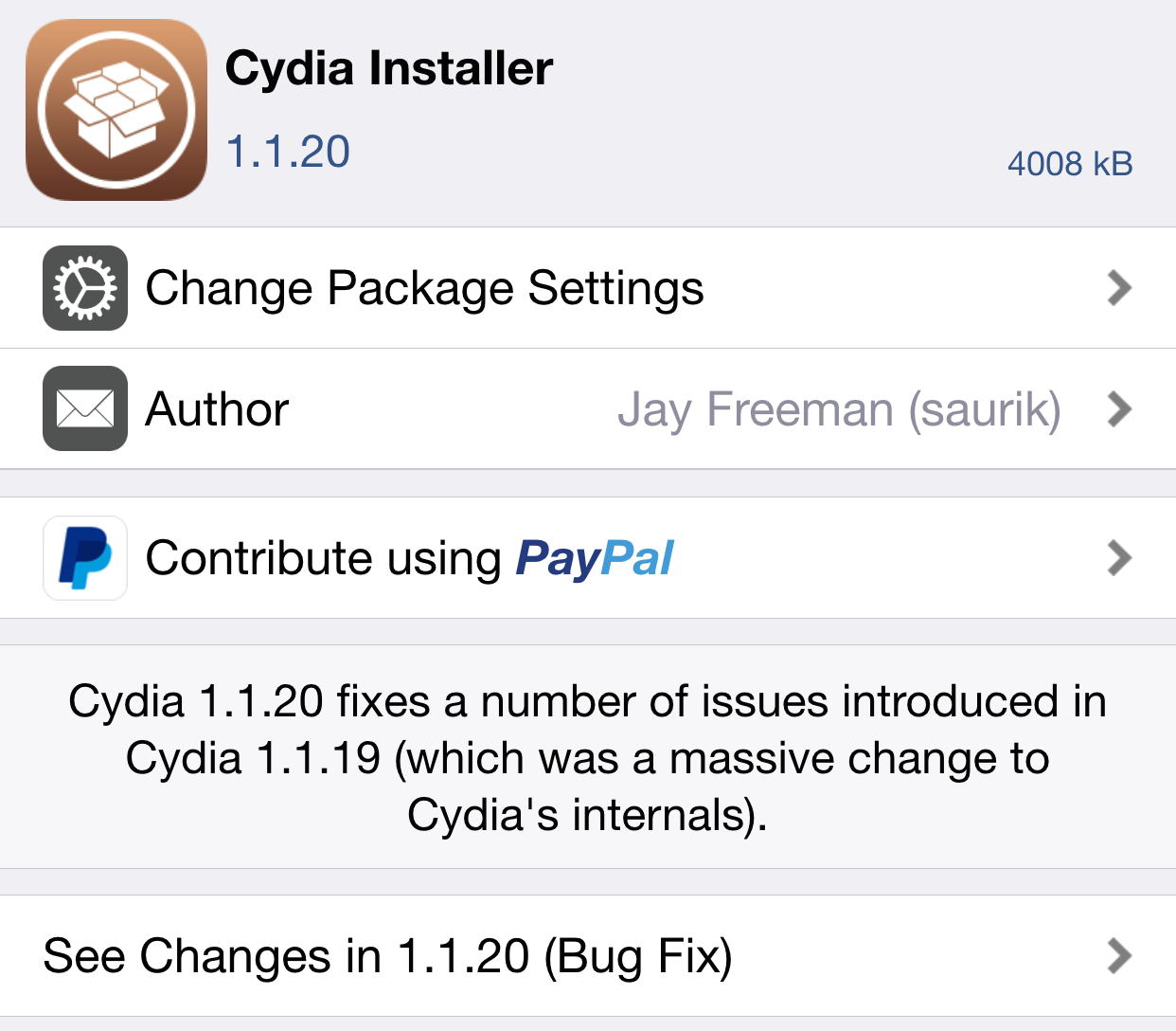Cydia Installer 1.1.20
