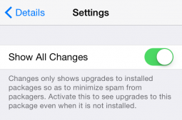 How to make Cydia show all updates for packages in the Changes tab