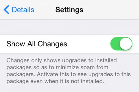 How to make Cydia show all updates for packages in the Changes tab
