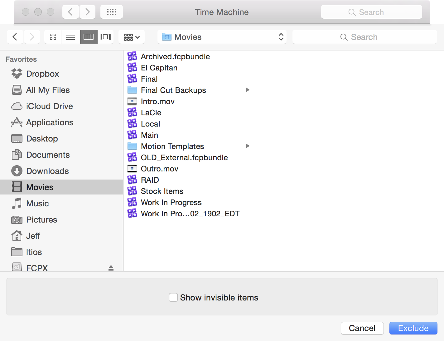 Time Machine Exclude File Picker