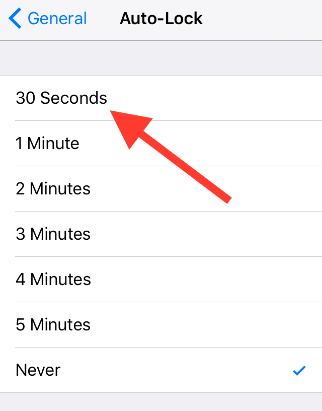 30 second auto-lock iOS 9