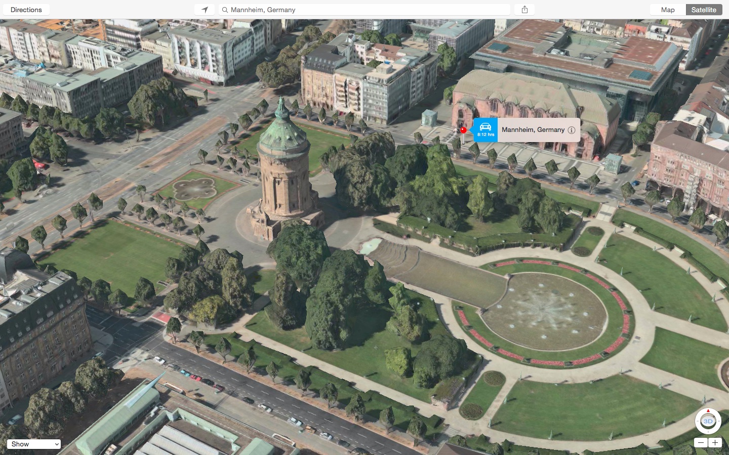 Apple Maps Flyover Mannheim Germany Mac screenshot 001