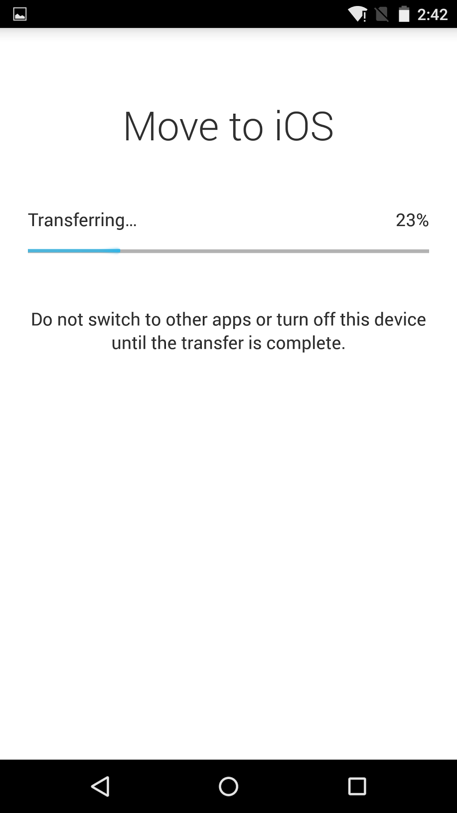 Move to iOS transferring