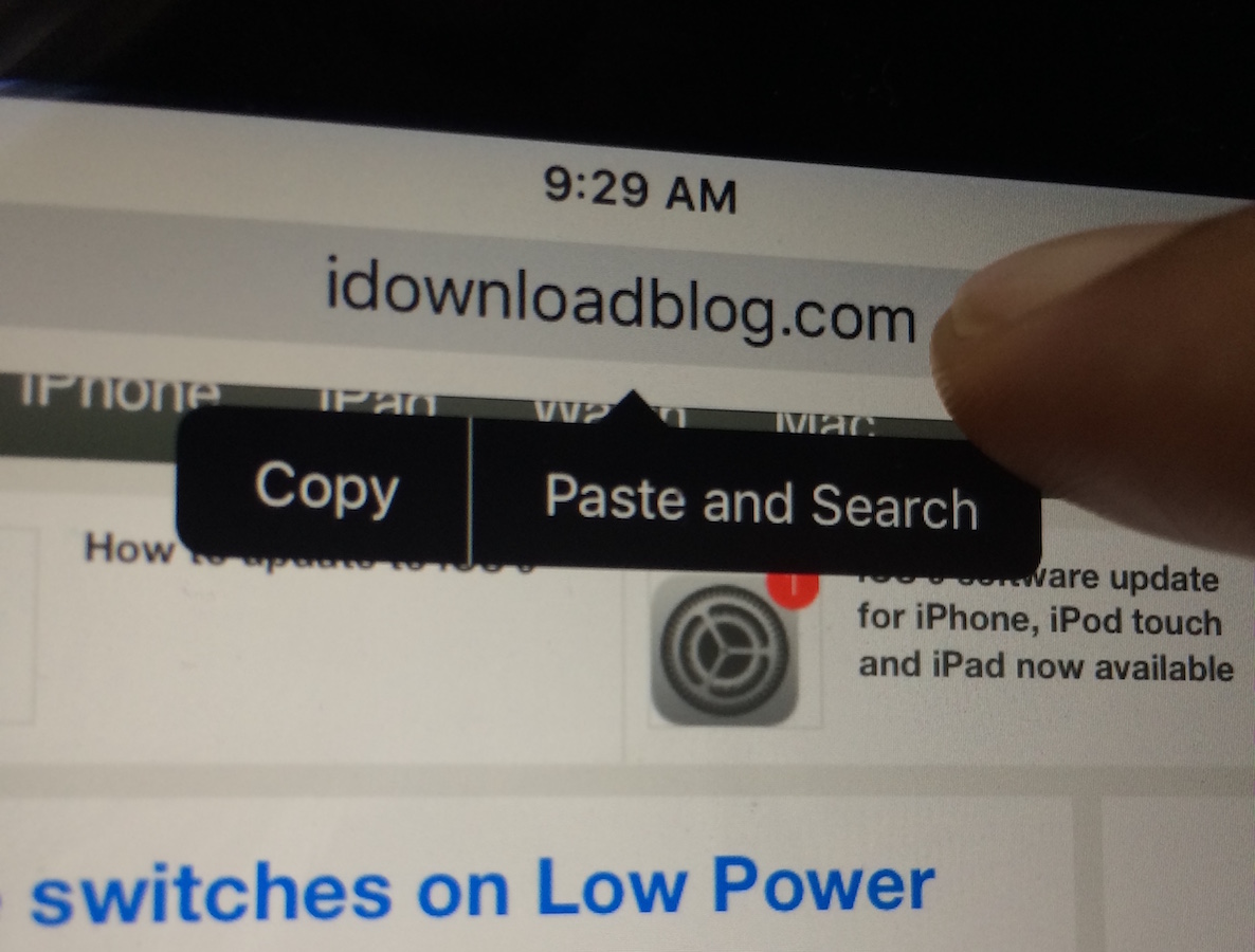 Paste and Search iOS 9